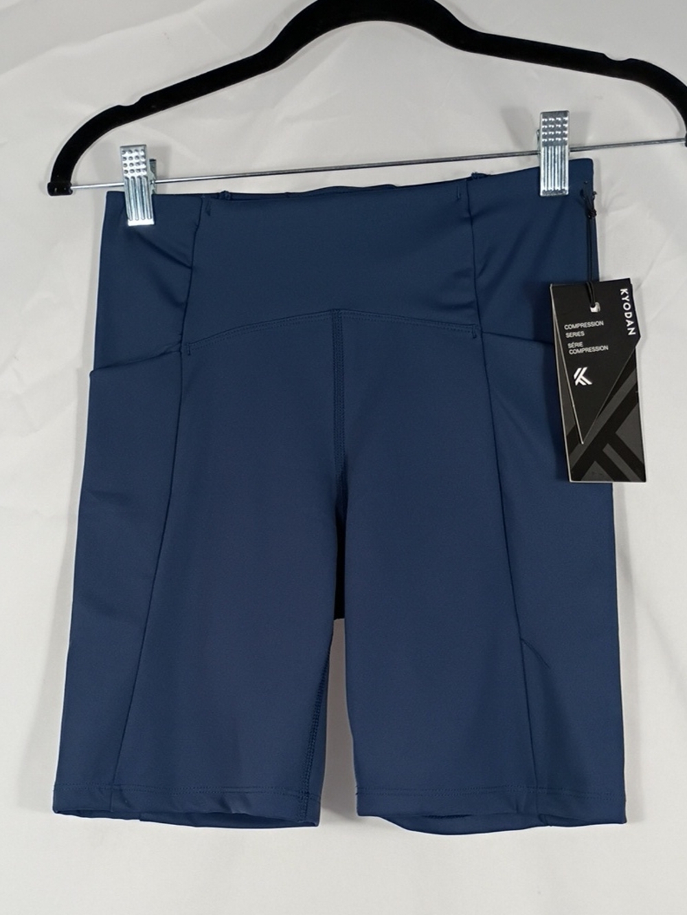 NWT Kyodan High Waisted Navy Bike Shorts Compression Women's Size XS Workout
